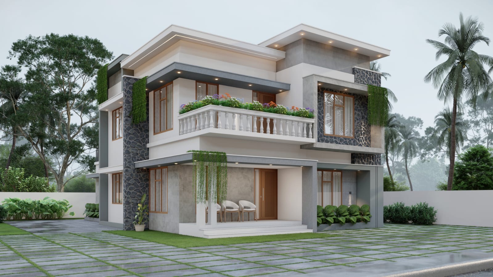 Side elevation of the upcoming Classic Villa in Kalavoor, Alappuzha
